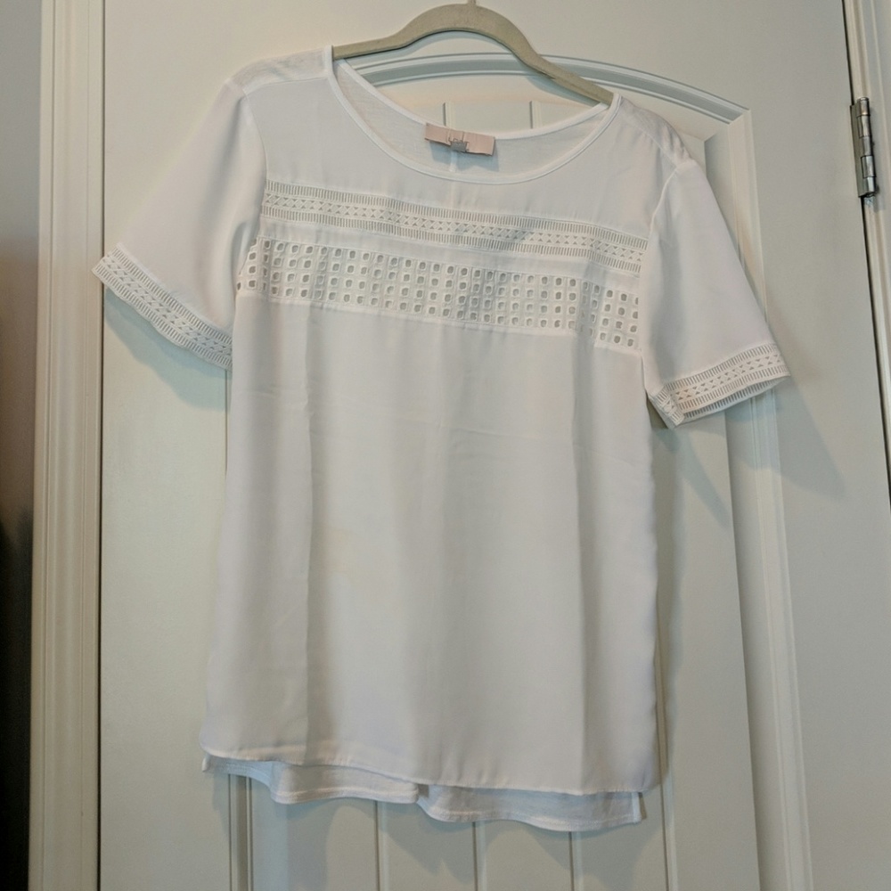 Loft Mixed Media T with eyelet lace